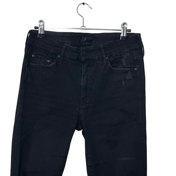 Mother The Looker Ankle Fray Jeans Guilty As Sin Black Women’s 27 Distressed - Picture 4 of 14